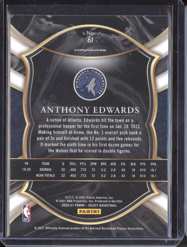 Anthony Edwards 2020-21 Panini Select 61 Concourse RC