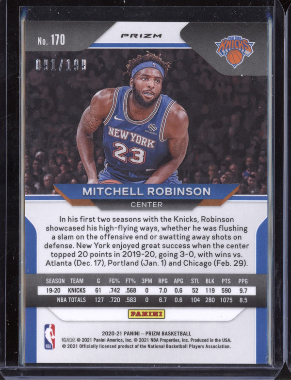 Mitchell Robinson 2020 Panini Prizm Basketball Blue Prizm 91/199