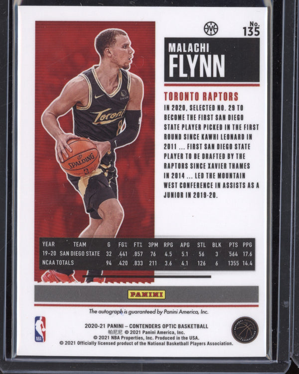 Malachi Flynn 2020-21 Panini Contenders Optic Rookie Ticket Auto Variation RC