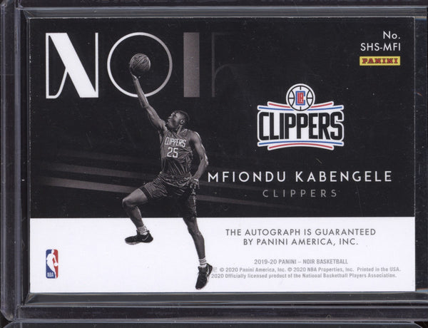 Mfiondu Kabengele 2019-20 Panini Noir Shadow Signatures RC 14/99