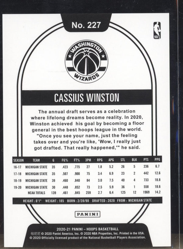 Cassius Winston 2020-21 Panini Hoops 227 Green RC 73/99