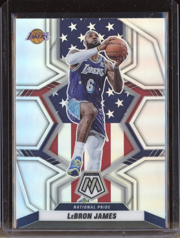 LeBron James 2021-22 Panini Mosaic 246 National Pride Silver