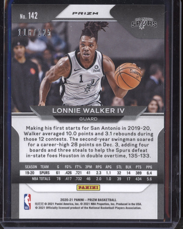 Lonnie Walker IV 2020/21 Panini Prizm Blue Ice 116/125