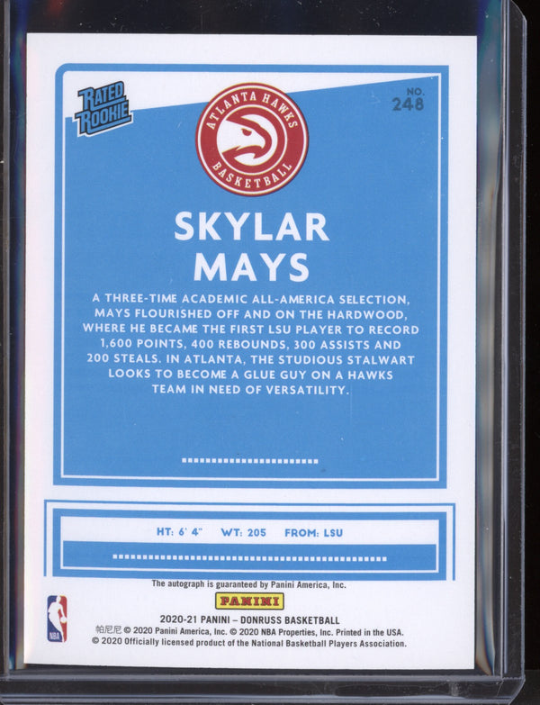 Skylar Mays 2020/21 Panini Donruss Choice Red Auto RC 85/99