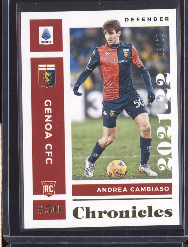 Andrea Cambiaso 2021-22 Panini Chronicles Soccer 12 Gold RC 6/10