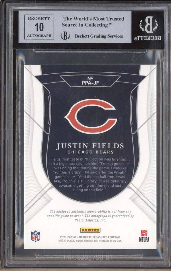 Justin Fields 2021 Panini National Treasures 4 Prodigy Patch Auto RC 67/99 BGS 8.5