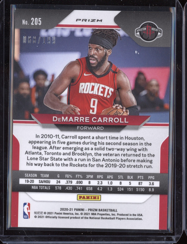 DeMarre Carroll 2020 Panini Prizm Basketball Blue Prizm 68/199