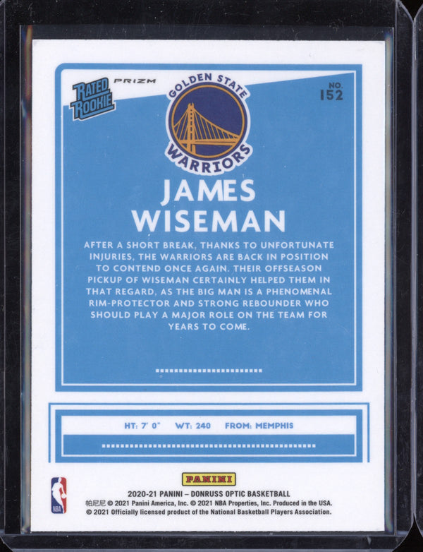 James Wiseman 2020-21 Panini Donruss Optic Fanatics RC