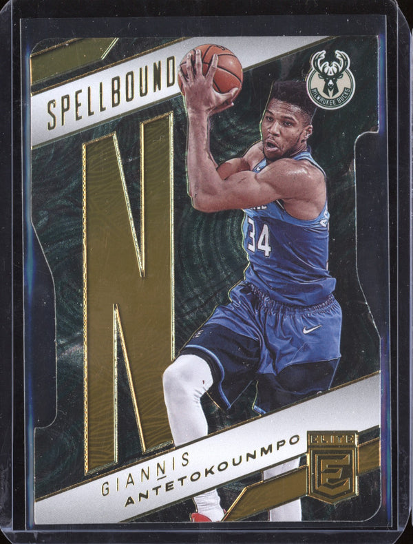 Giannis Antetokounmpo 2021/22 Panini Elite Spellbound Orange Die-Cut