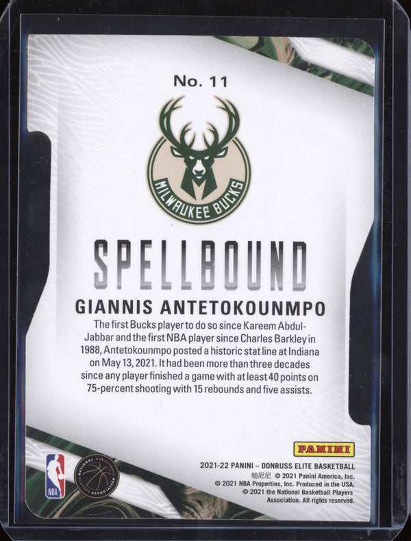 Giannis Antetokounmpo 2021/22 Panini Elite Spellbound Orange Die-Cut