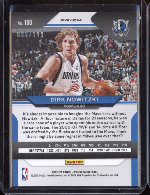 Dirk Nowitzki 2020 Panini Prizm Basketball Blue Prizm 86/199