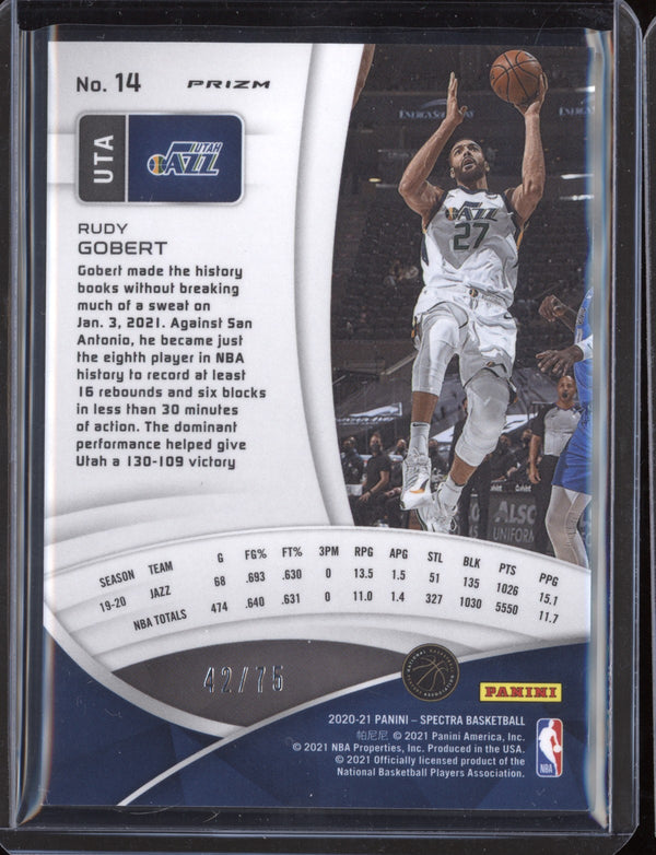 Rudy Gobert 2020/21 Panini Spectra Yellow Green 42/75