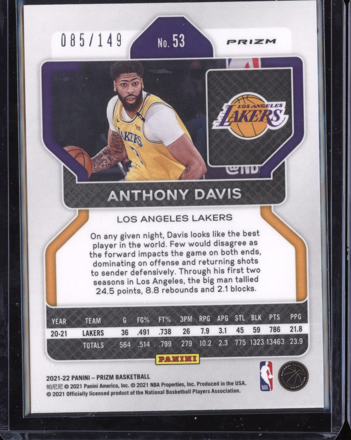 Anthony Davis Autographed 2021-22 Los Angeles Lakers