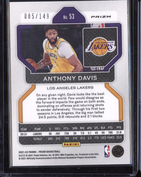 Anthony Davis 2021-22 Panini Prizm Purple Cracked Ice 85/149