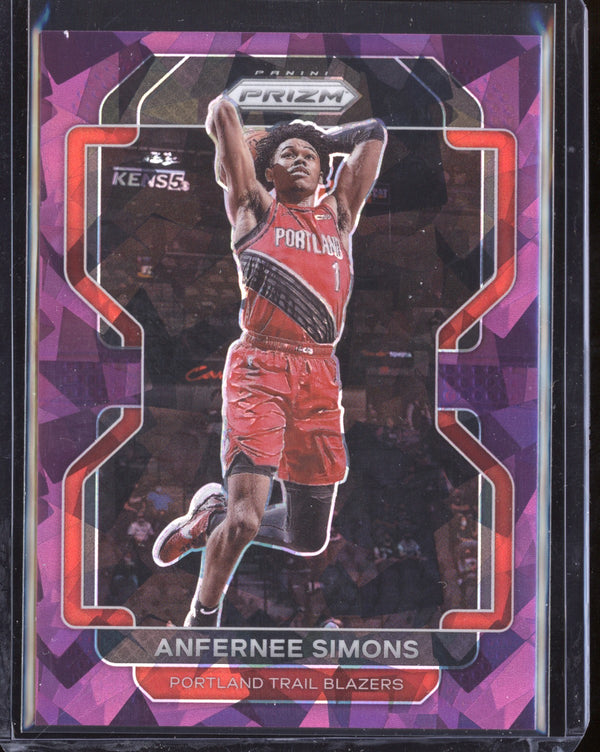 Anfernee Simons 2021-22 Panini Prizm Purple Cracked Ice 122/149