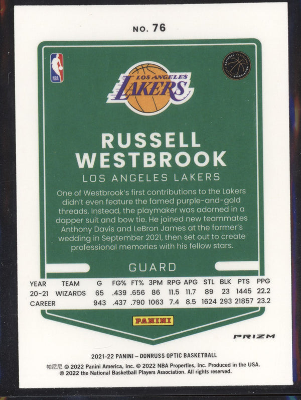 Russell Westbrook 2020-21 Panini Donruss Optic 76 Holo