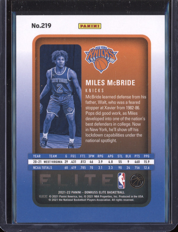 Miles McBride 2021-22 Panini Donruss Elite Rookies RC 735/999