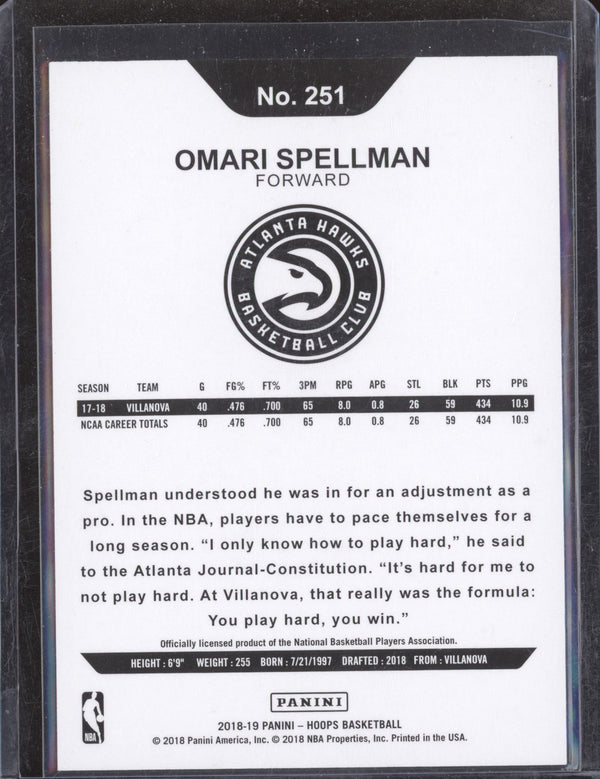 Omari Spellman 2018-19 Panini Hoops 251 Silver RC 167/199