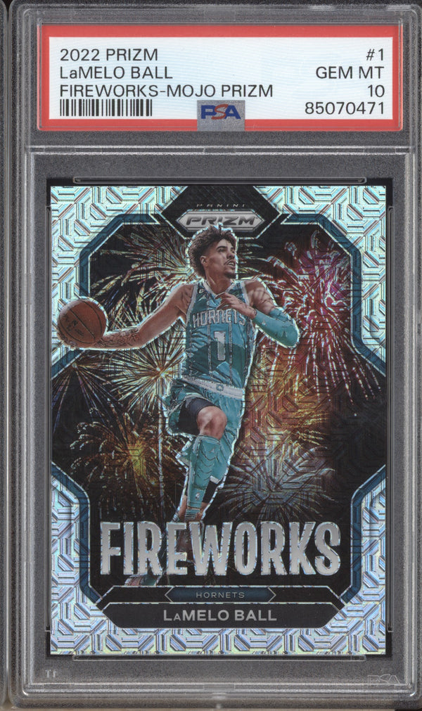 LaMelo Ball 2022-23 Panini Prizm 1 Fireworks Mojo 17/25 PSA 10