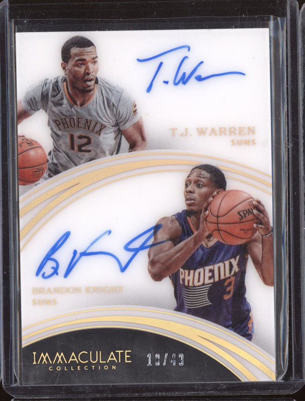 T.J. Warren Brandon Knight 2015-16 Panini Immaculate 43 Dual Auto 10/49