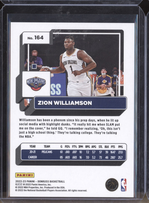 Zion Williamson 2022-23 Panini Donruss 164 Choice Red 39/99