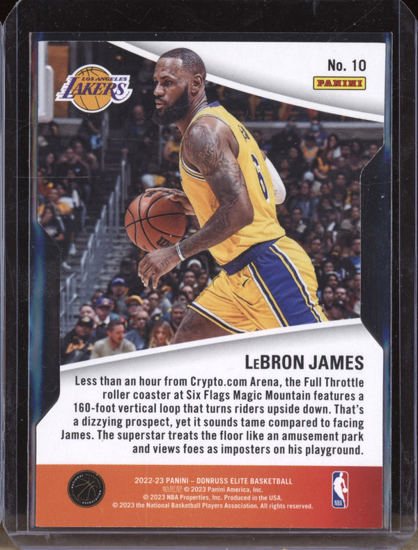 LeBron James 2022-23 Panini Donruss Elite 10 Full Throttle Orange Die Cut