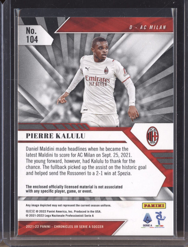 Pierre Kalulu 2021-22 Panini Chronicles Soccer 104 XR Jersey Patch 329/500