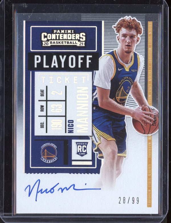 Nico Mannion 2020-21 Panini Contenders Playoff Ticket Auto RC 28/99