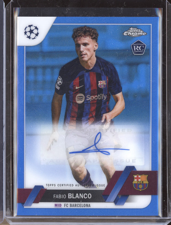 Fabio Blanco 2022-23 Topps Chrome UEFA Club CA-FB Blue Refractor Rookie Auto RC 72/150