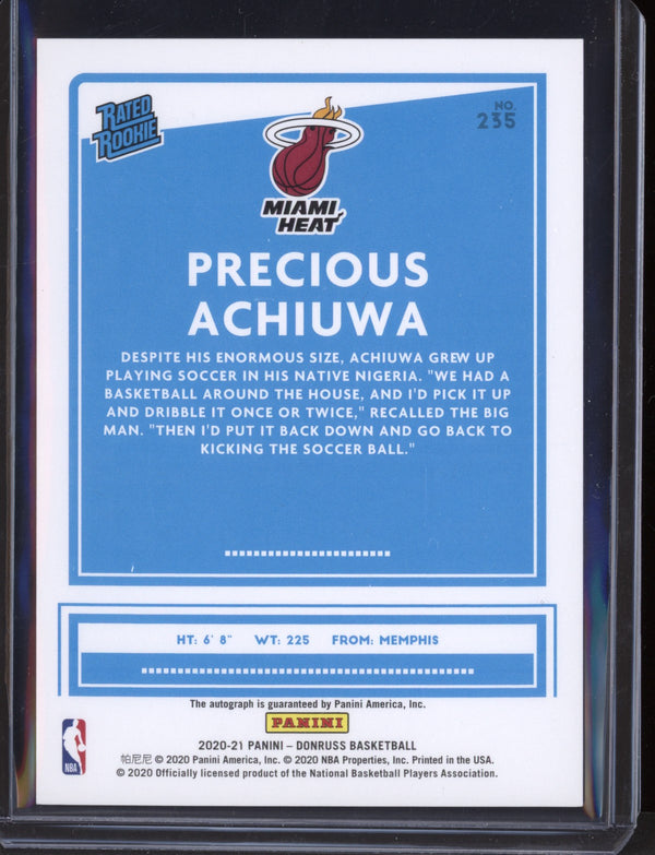 Precious Achiuwa 2020/21 Panini Donruss Choice Auto RC