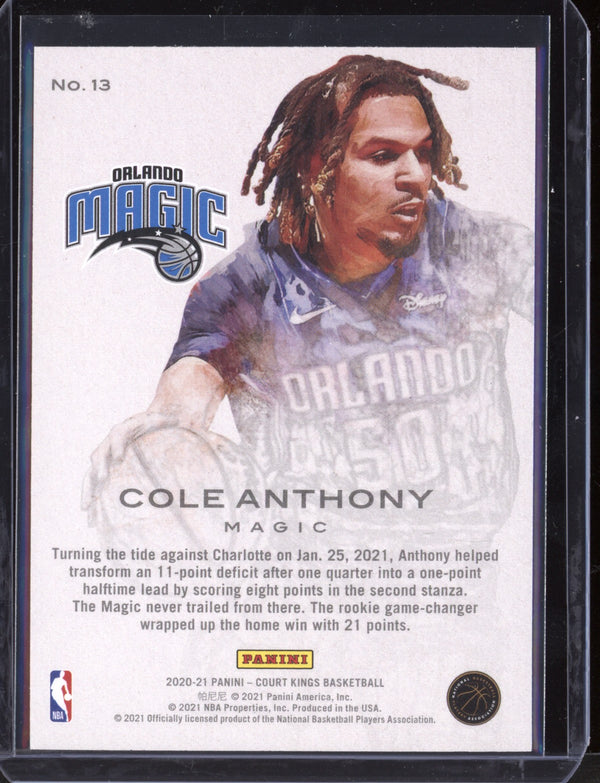 Cole Anthony 2020-21 Panini Court Kings Works in Progress RC