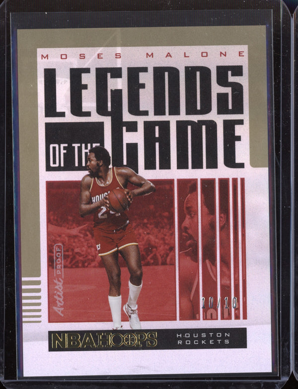 Moses Malone 2020-21 Panini Hoops Legends of the Game Artist Proof 10/10