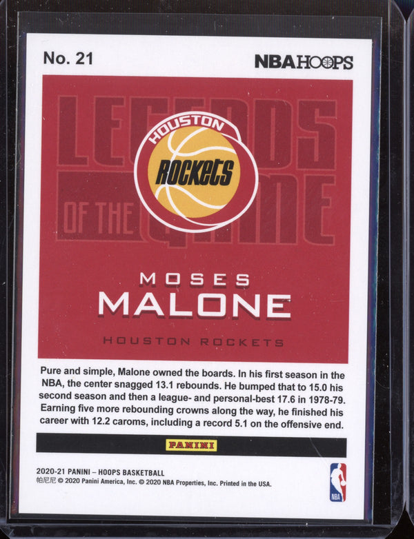 Moses Malone 2020-21 Panini Hoops Legends of the Game Artist Proof 10/10