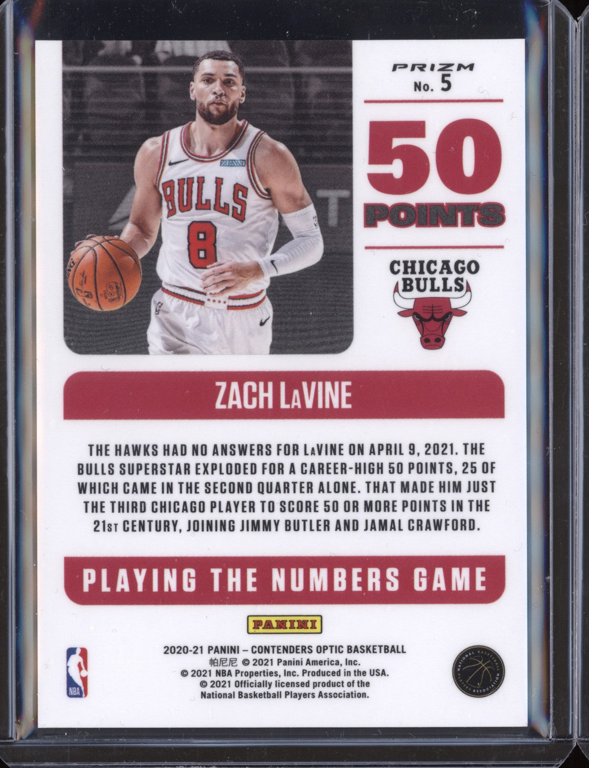 Zach Lavine 2020-21 Panini Contenders Optic Playing the Numbers Red Cracked ice