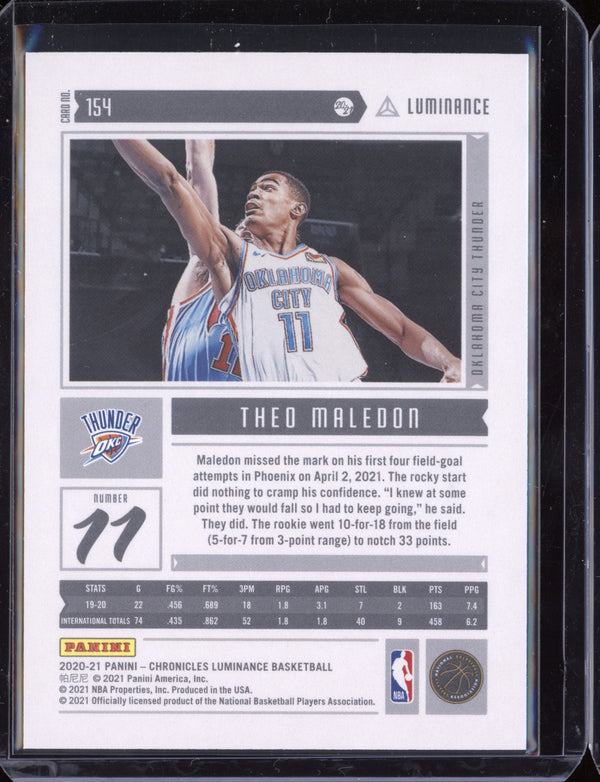 Theo Maledon 2020-21 Panini Chronicles Luminance Red RC 105/149