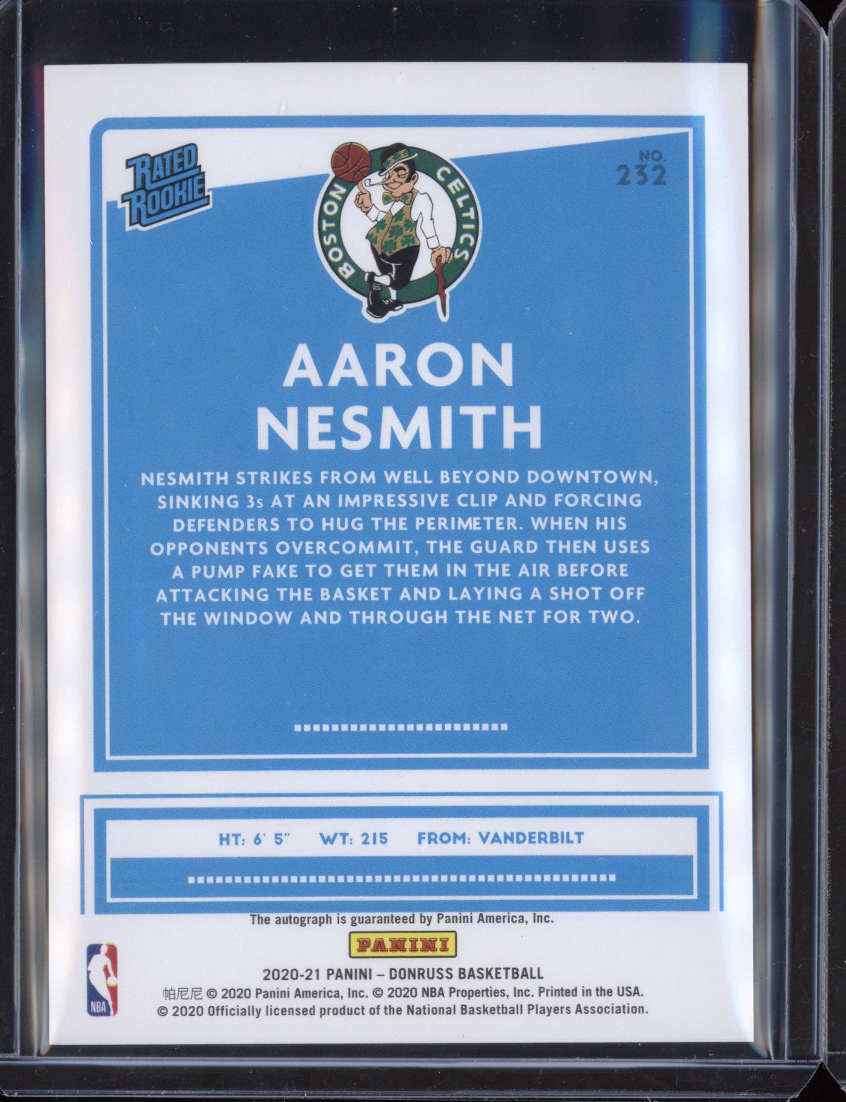 Aaron Nesmith 2020/21 Panini Donruss Choice Auto RC