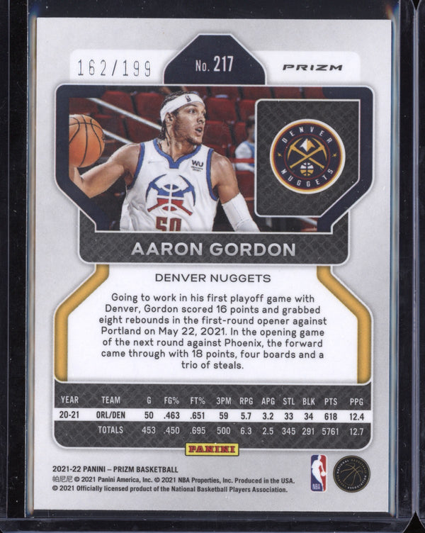 Aaron Gordon 2021-22 Panini Prizm Blue 162/199