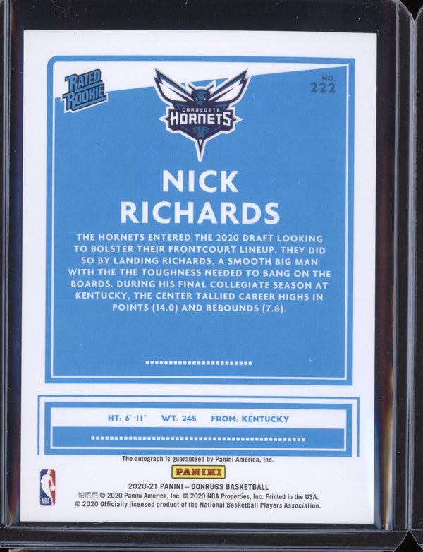 Nick Richards 2020/21 Panini Donruss Choice Auto RC