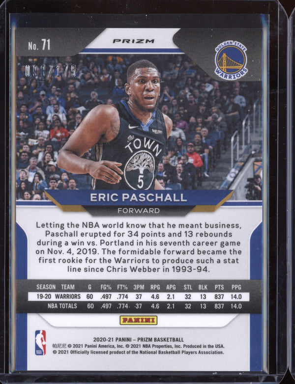 Eric Paschall 2020 Panini Prizm Basketball Fast Break Blue Prizm 98/175