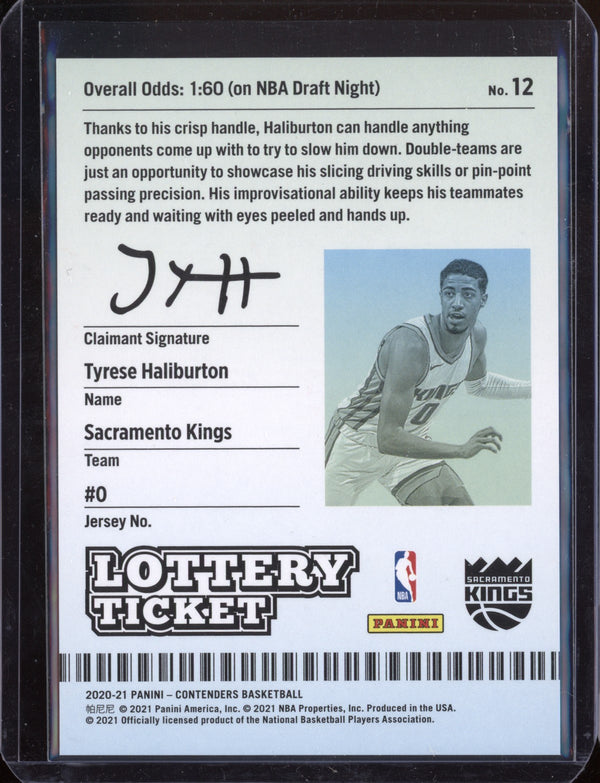 Tyrese Haliburton 2020-21 Panini Contenders Lottery Ticket RC