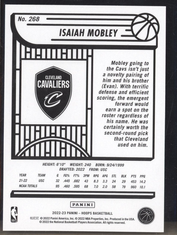 Isaiah Mobley 2022-23 Panini Hoops 268 RC