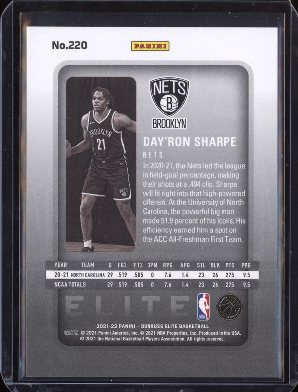 Day'Ron Sharpe 2021/22 Panini Elite Rookies RC  240/999