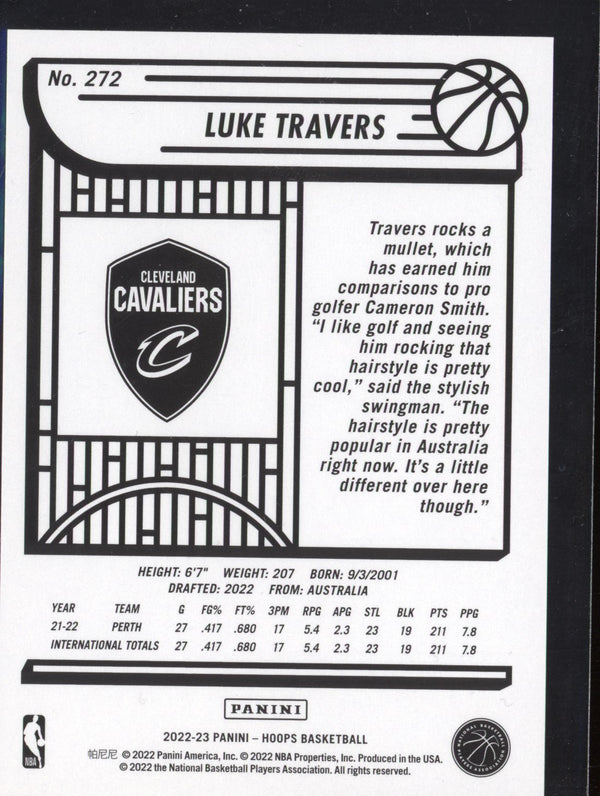 Luke Travers 2022-23 Panini Hoops 272 RC