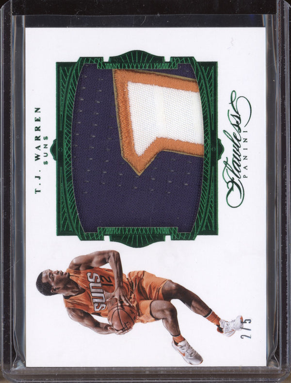 T.J. Warren 2015-16 Panini Flawless 27 Patches Emerald 2/5