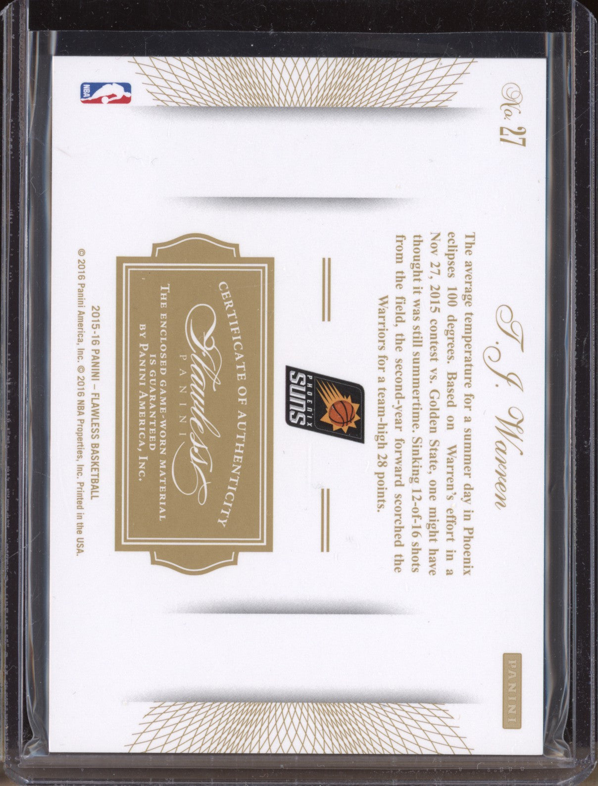 T.J. Warren 2015-16 Panini Flawless 27 Patches Emerald 2/5