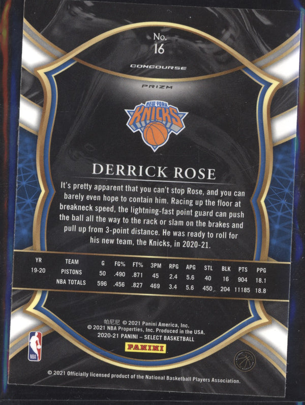 Derrick Rose 2020-21 Panini Select 16 Concourse Silver