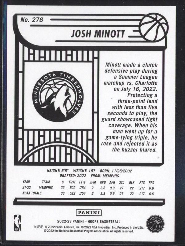 Josh Minott 2022-23 Panini Hoops 278 RC