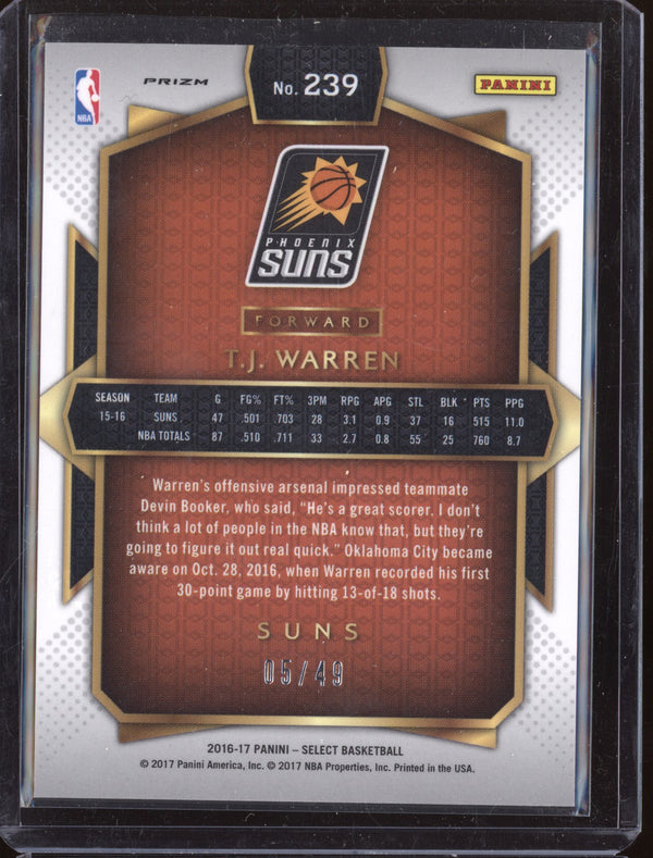 T.J. Warren 2016-17 Panini Select 239 Courtside Copper 5/49