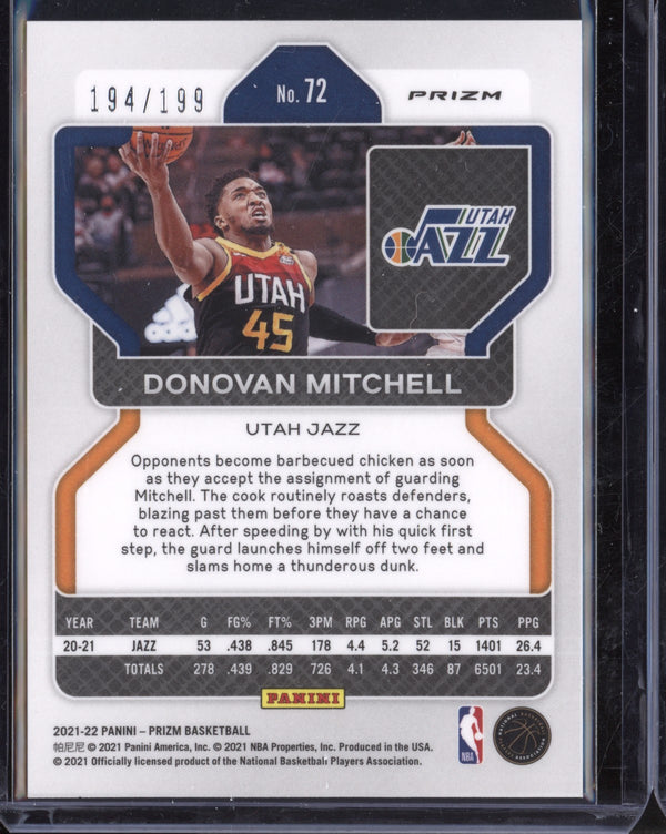 Donovan Mitchell 2021-22 Panini Prizm Blue 194/199