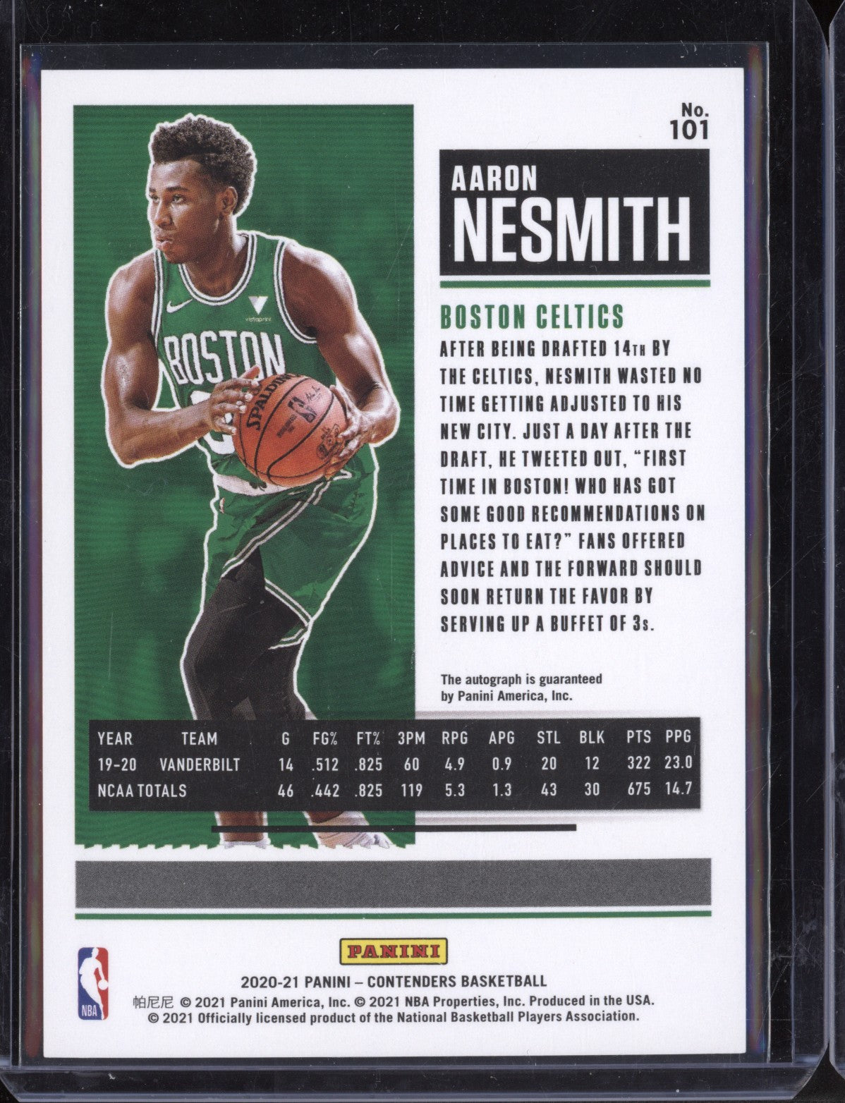 Aaron Nesmith 2020-21 Panini Contenders Playoff Ticket Auto RC 13/99